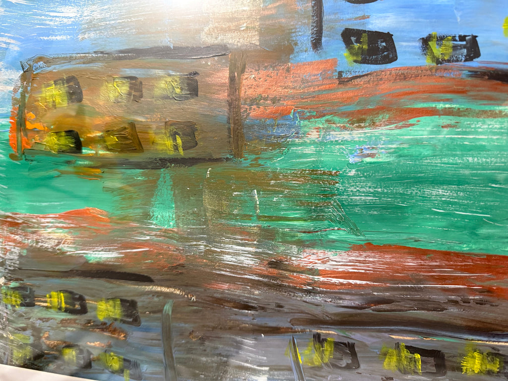 Hand-Painted Acrylic Artwork on Paper – Framed