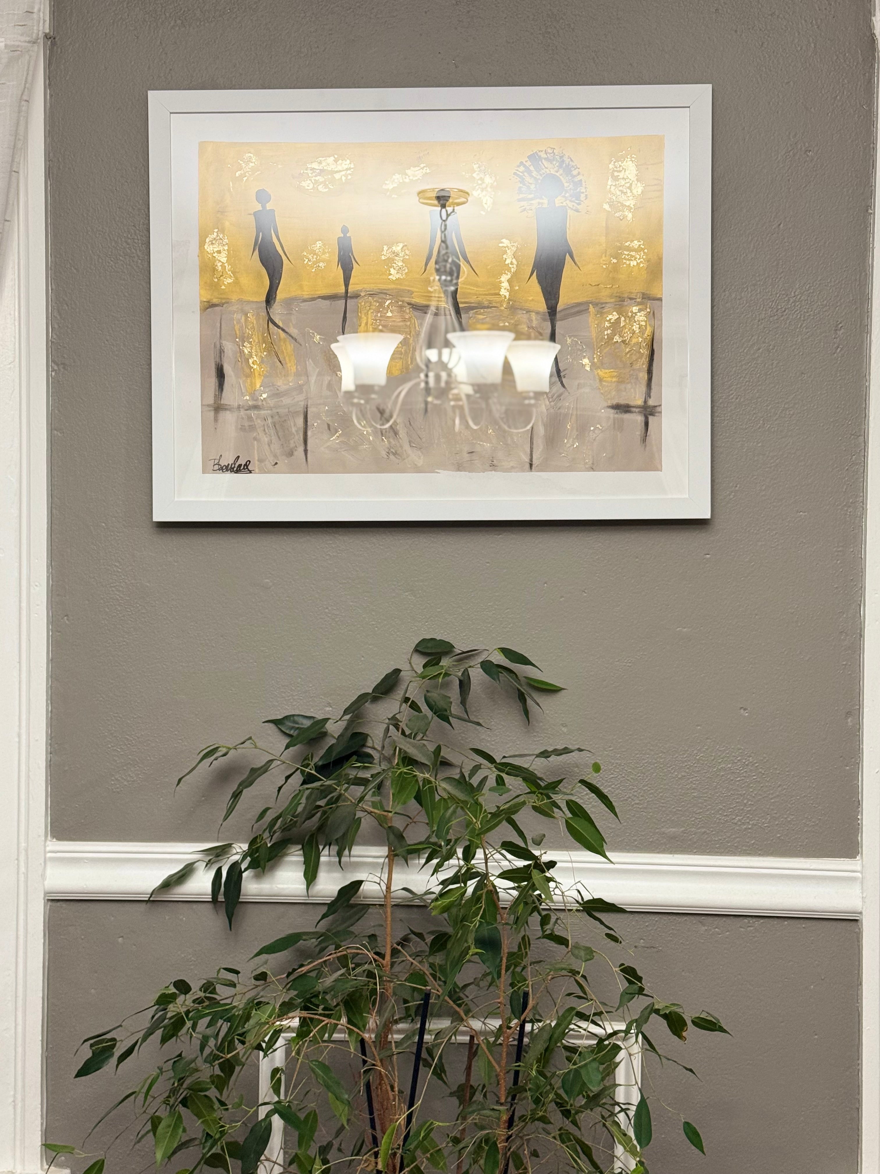 Original Hand-Painted Abstract Figures – Acrylic on Paper – Framed 18x24