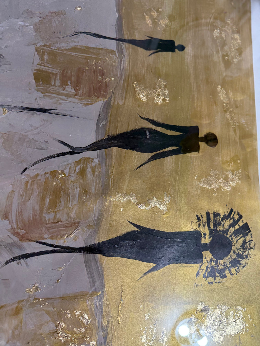 Original Hand-Painted Abstract Figures – Acrylic on Paper – Framed 18x24