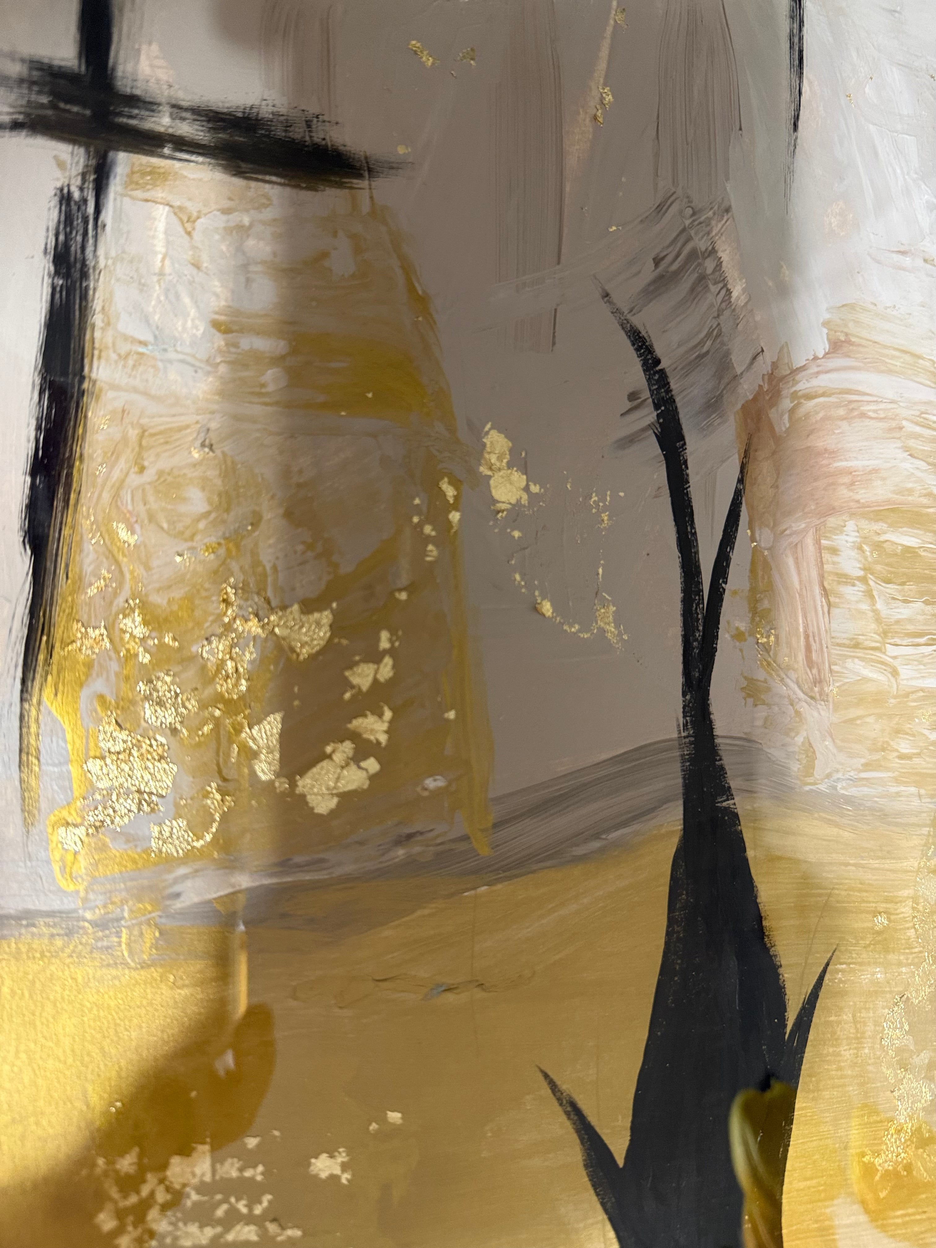 Original Hand-Painted Abstract Figures – Acrylic on Paper – Framed 18x24